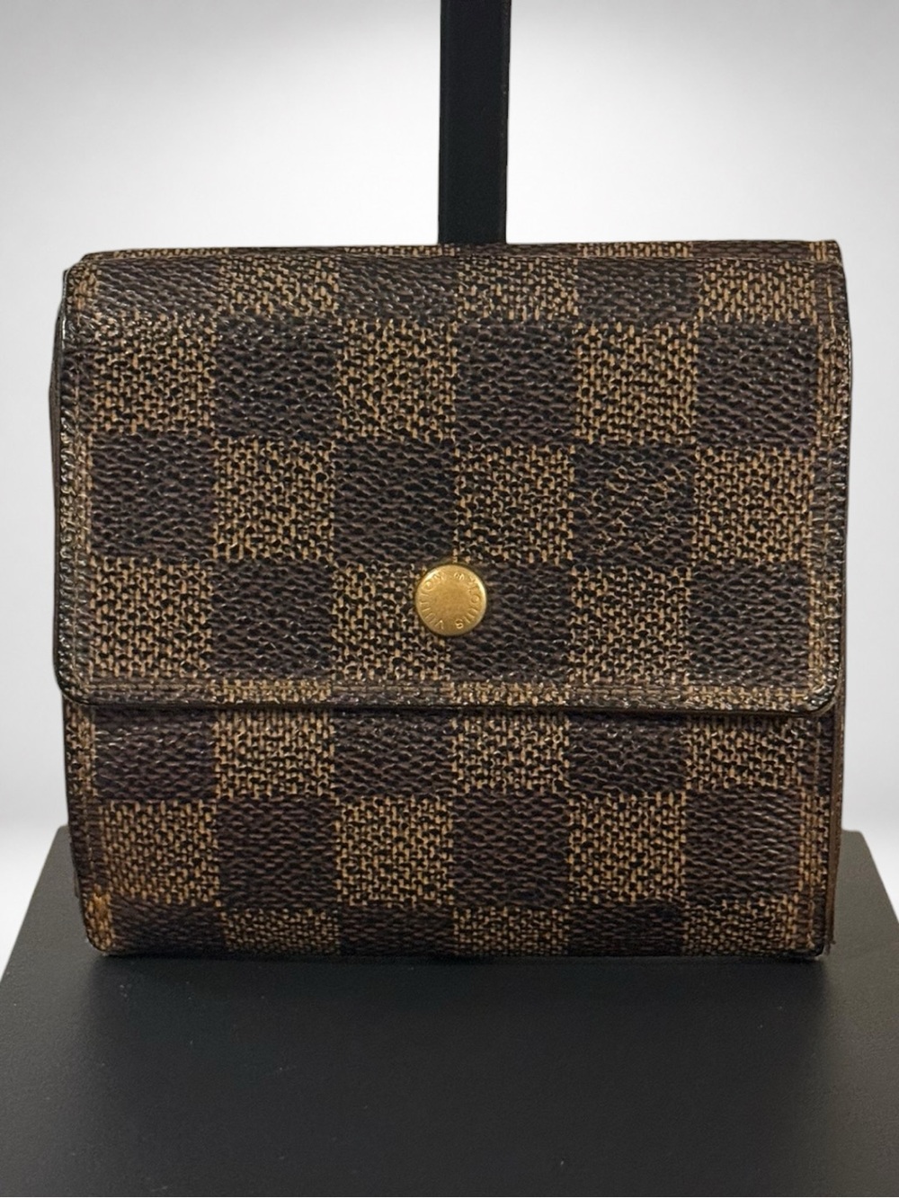 Louis Vuitton Porte Feuille Elise Trifold Wallet Damier Ebene Brown France